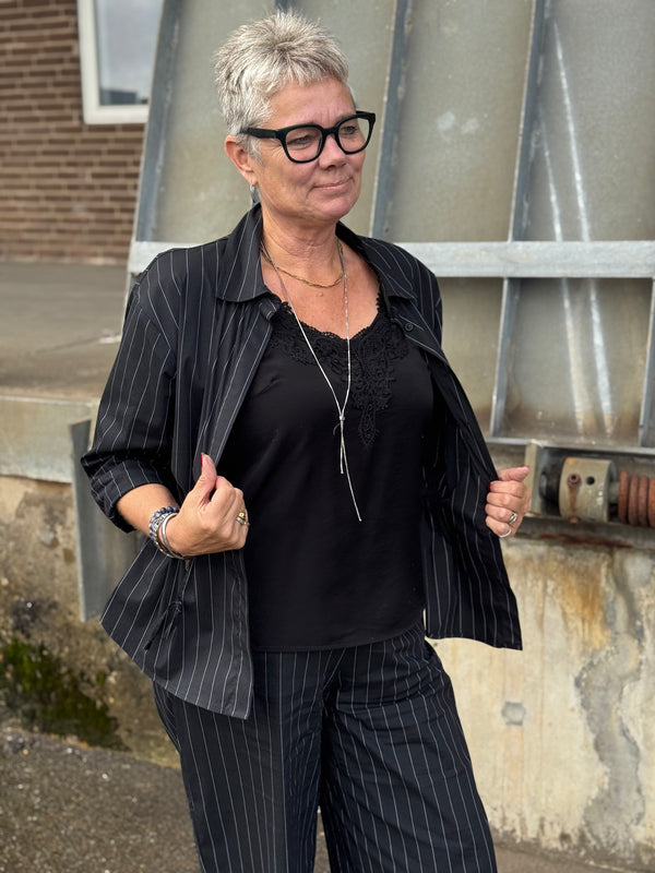 Isay Sigga Striped Jacket - Black Pinstripe