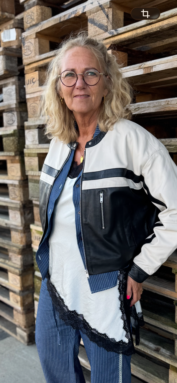 Kaffe Raya Leather Jacket - Black Deep