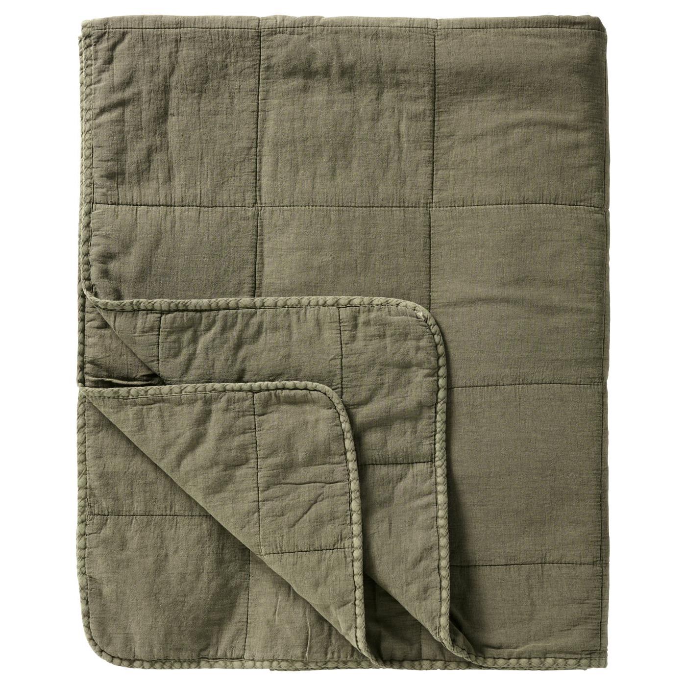 Ib Laursen - Vintage quilt sengetæppe dobbelt, eucalyptus green