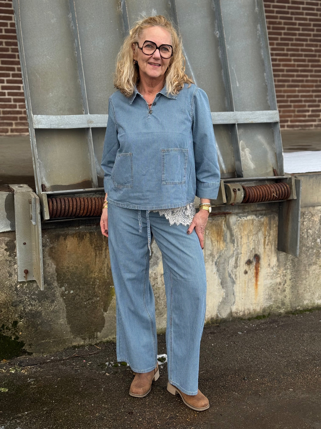 Culture Ayna Pants - Blue/White Stripe