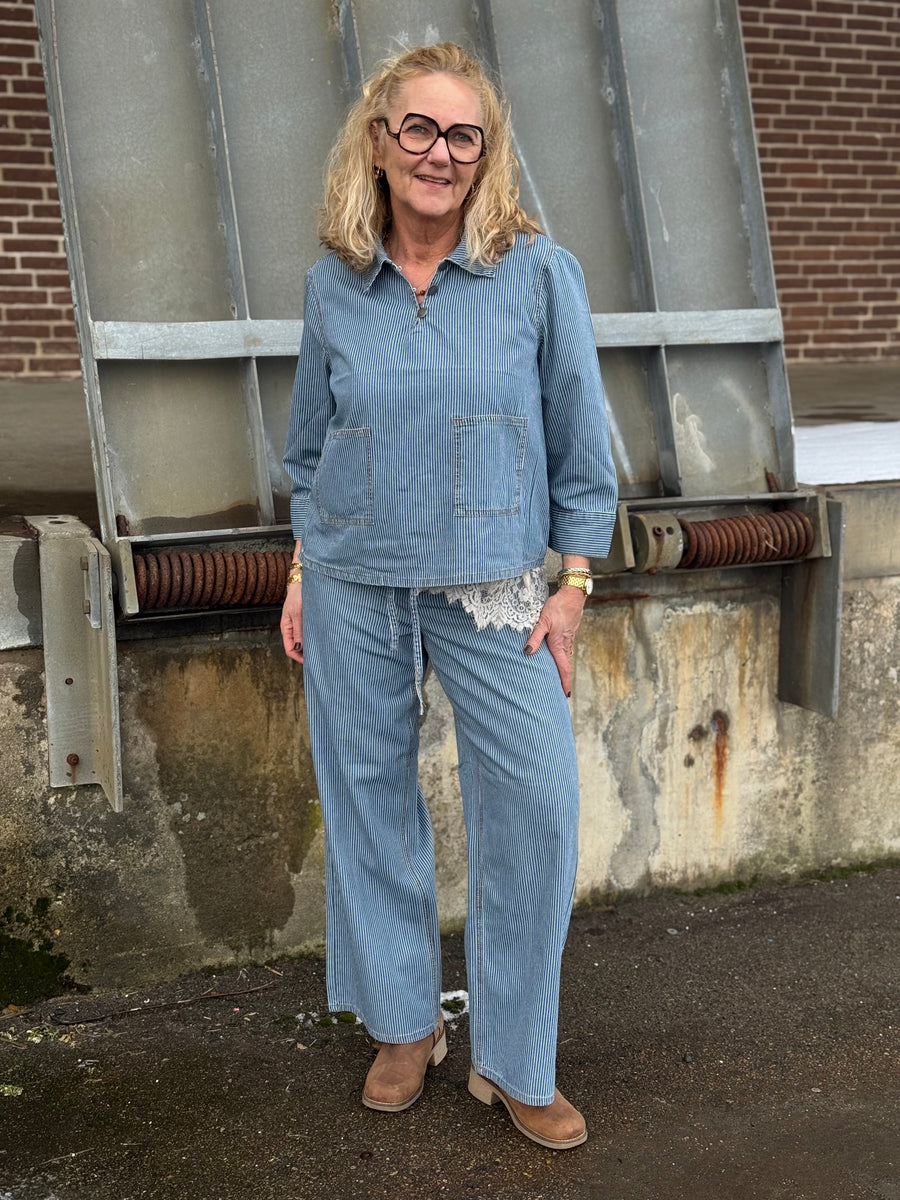 Culture Ayna Pants - Blue/White Stripe
