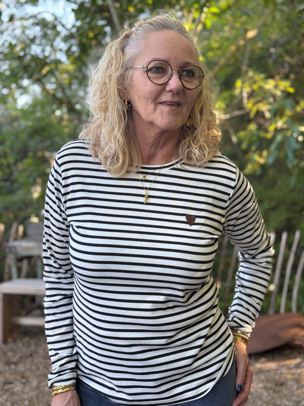 Kaffe Liddy T-shirt - Chalk/Black Carafe