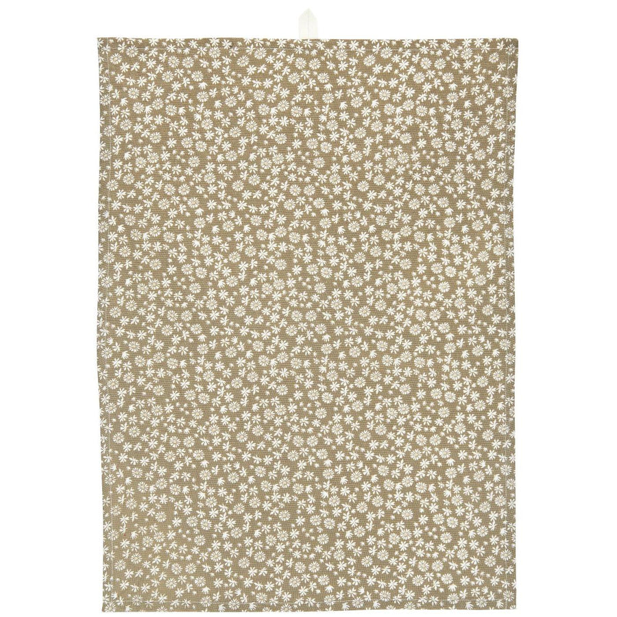 Ib Laursen - Viskestykke Maja milky brown m/hvide blomster | Ib Laursen | Køb online hos Moster D – Hurtig levering