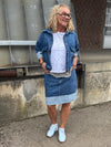 Black Colour Izzy Denim Jacket - Mid Blue