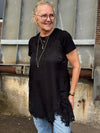 Cream Anna Long Top - Pitch Black
