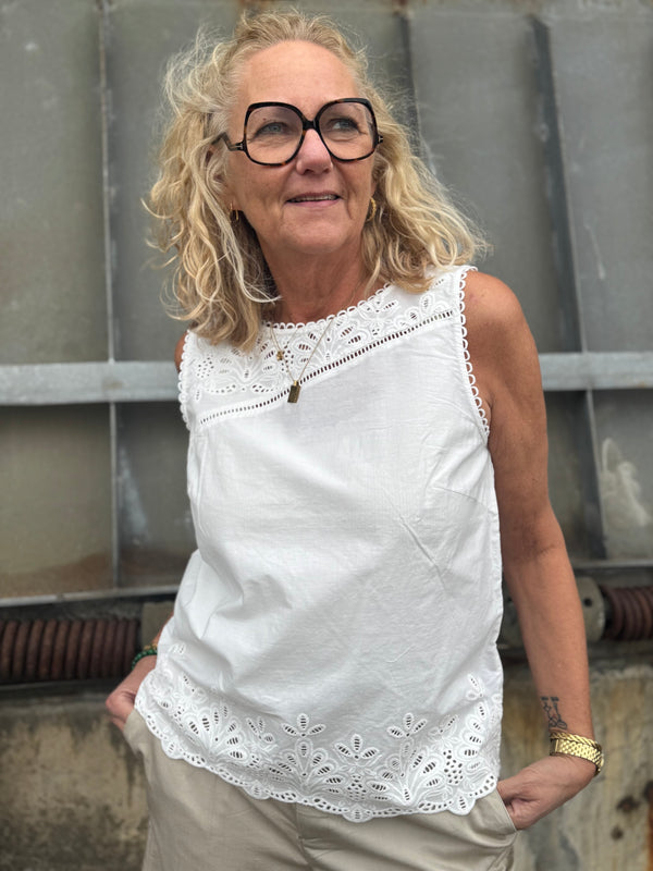 Cream Selina Top - Snow White