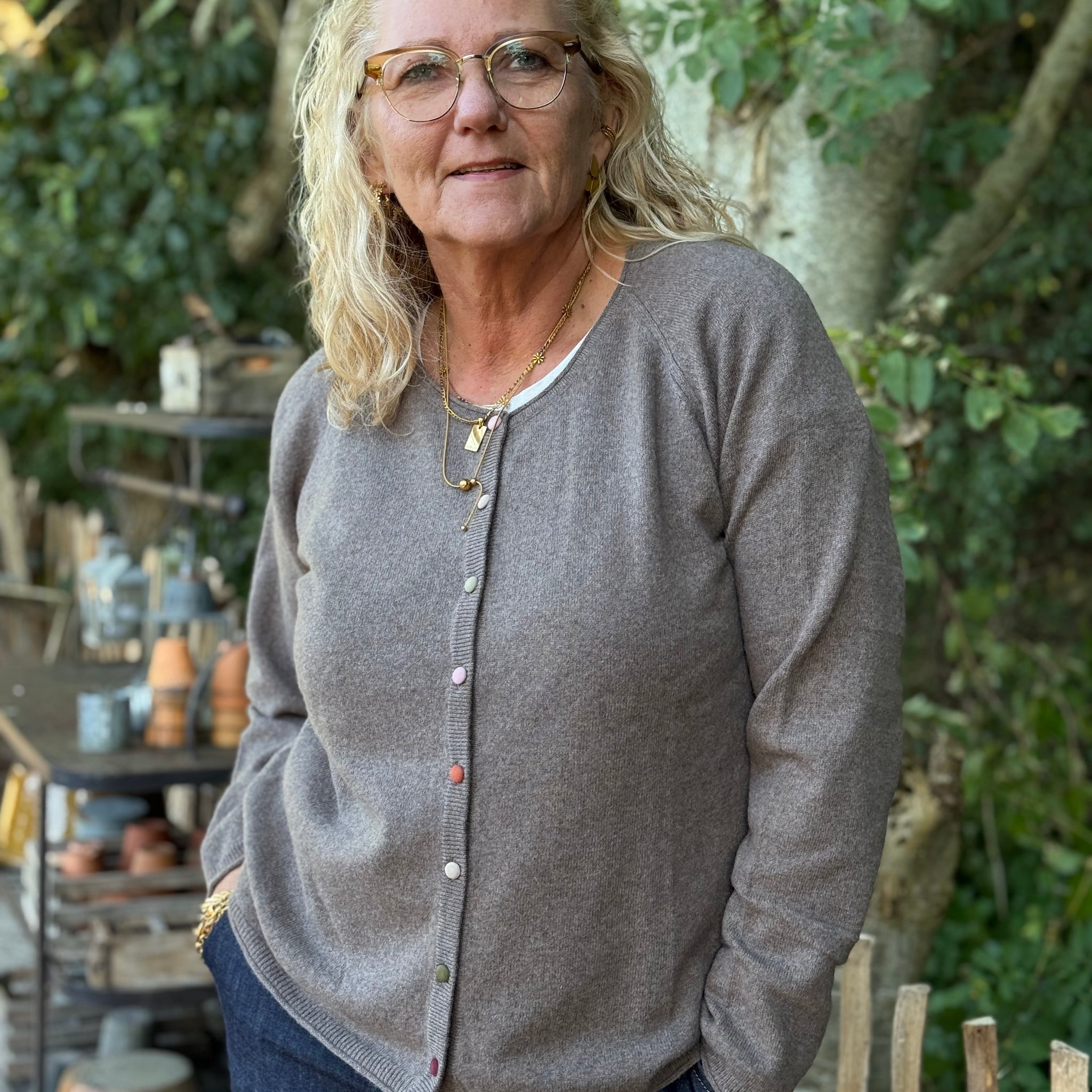 BTF CPH Cashmere Cardigan - Ash Brown Melange