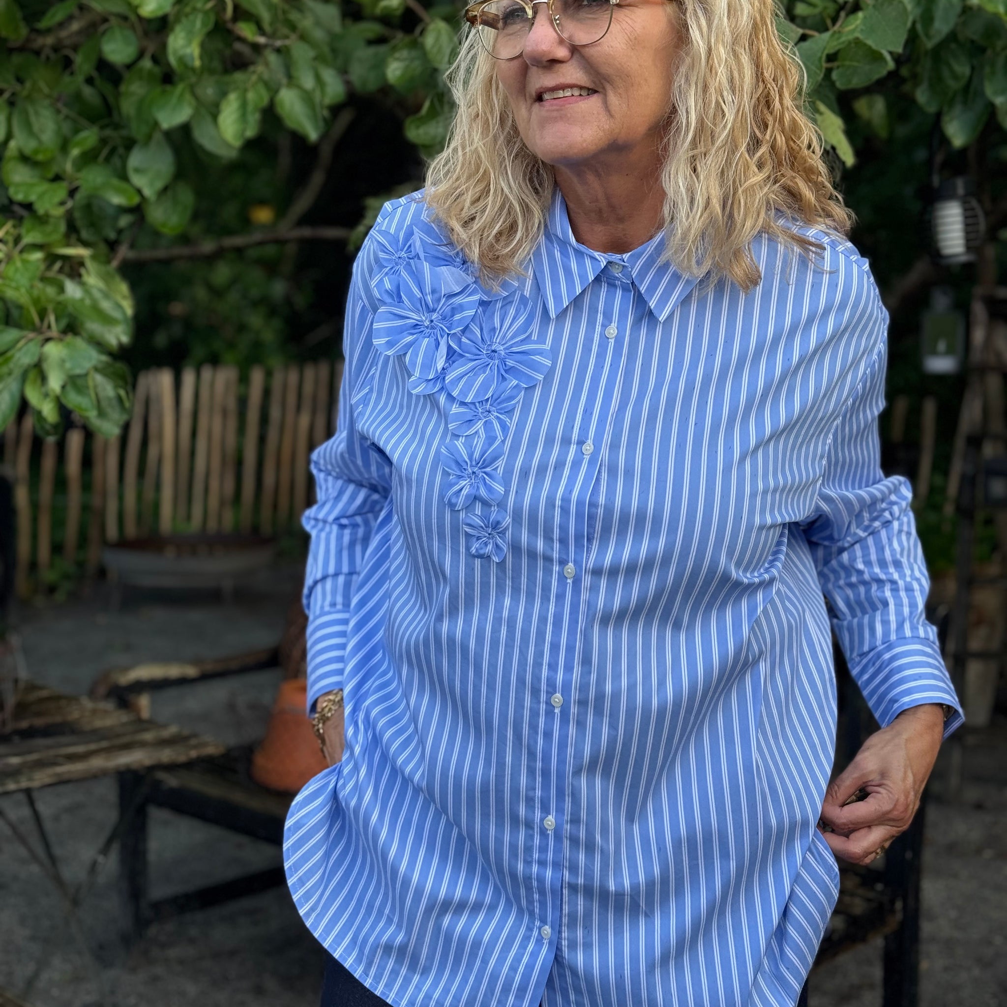 Culture Lora Shirt - Blue/White Stripe