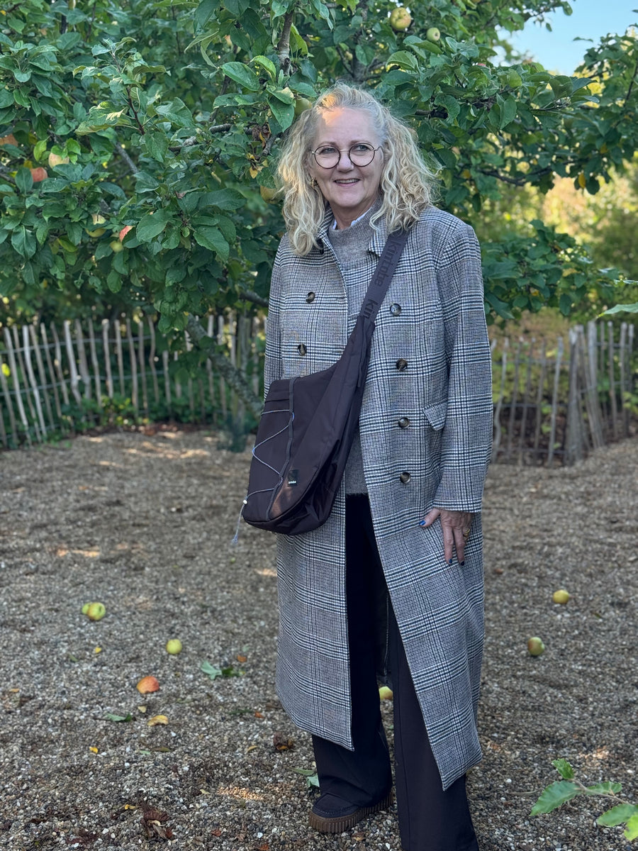 Cream Georg Long Coat - Grey Check