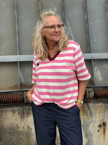 Costa Mani Høilund Stripe Tee - Pink
