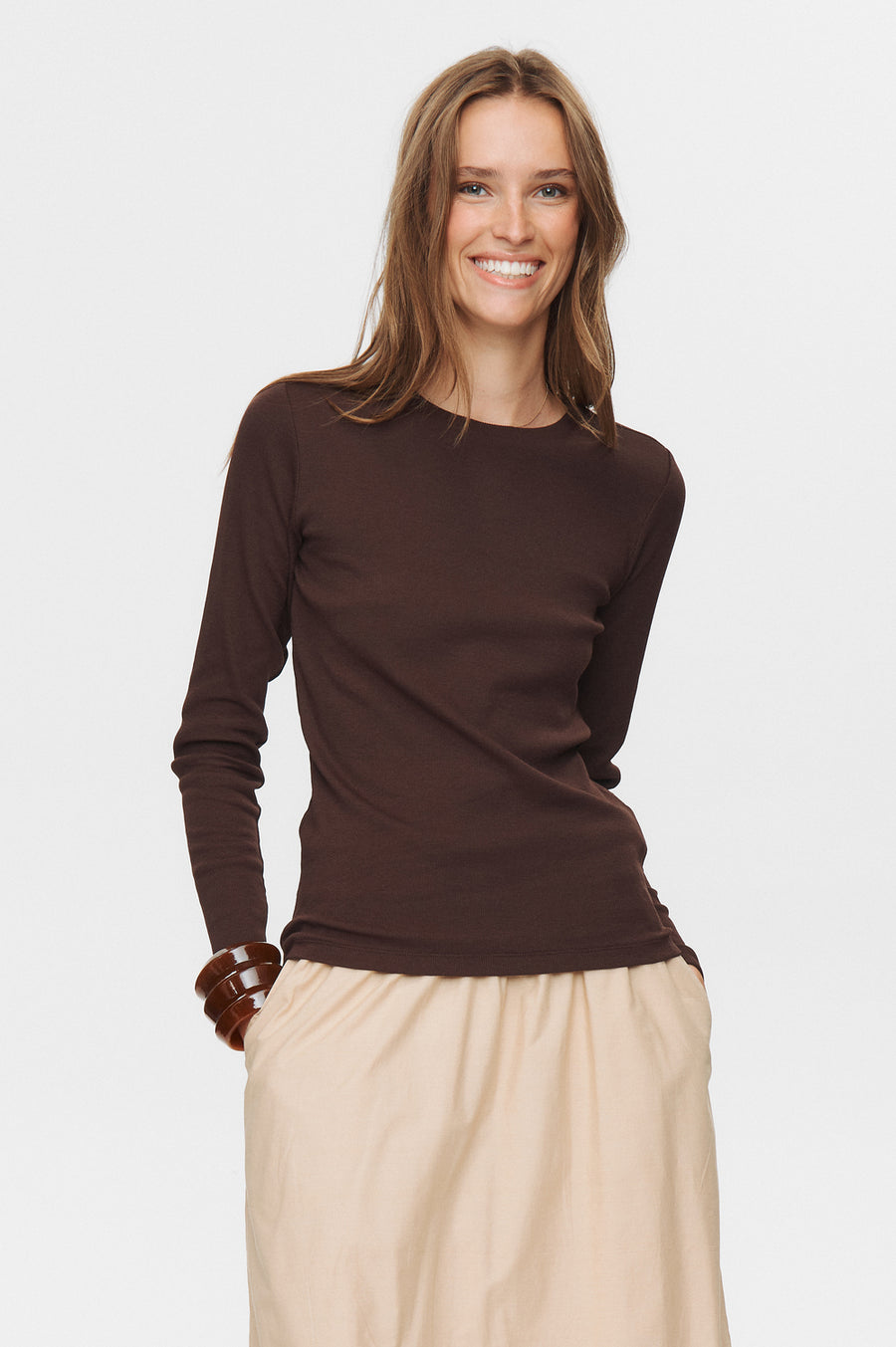 Nümph Riley LS TEE - Black Coffee