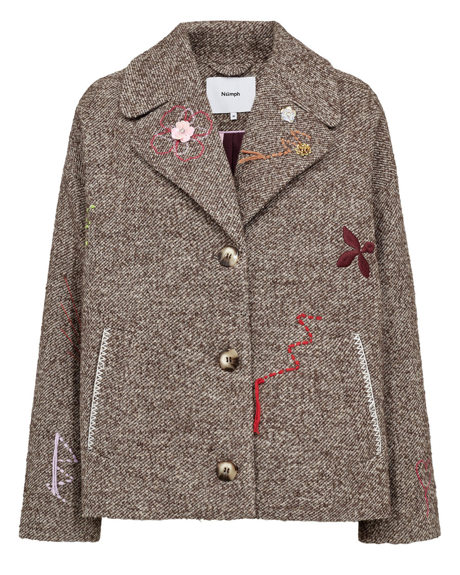 Nümph Ravina Embroidery Jacket - Dark Earth