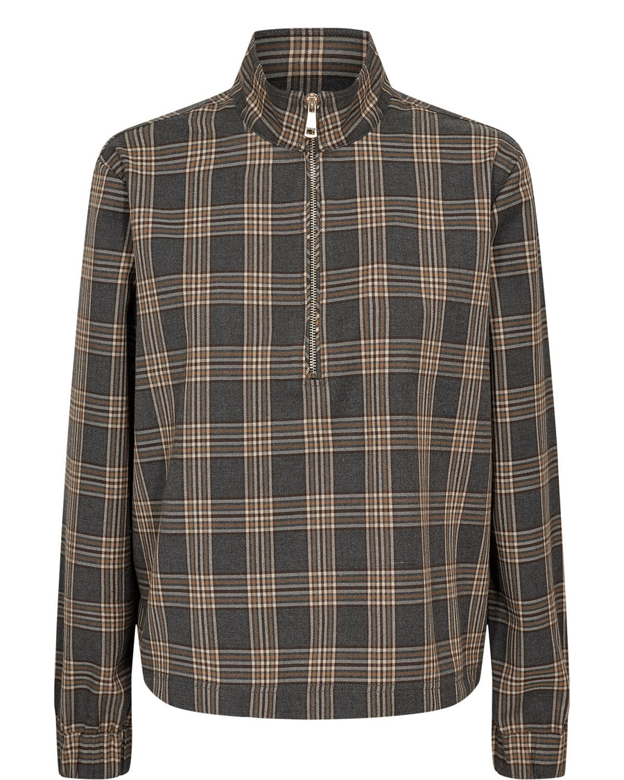 Nümph Kamala Zip Shirt - Dark Grey Melange