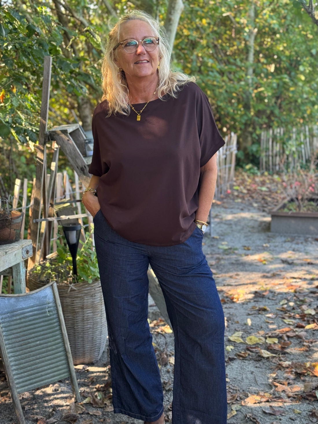 Black Colour May Loose Blouse - Coffee