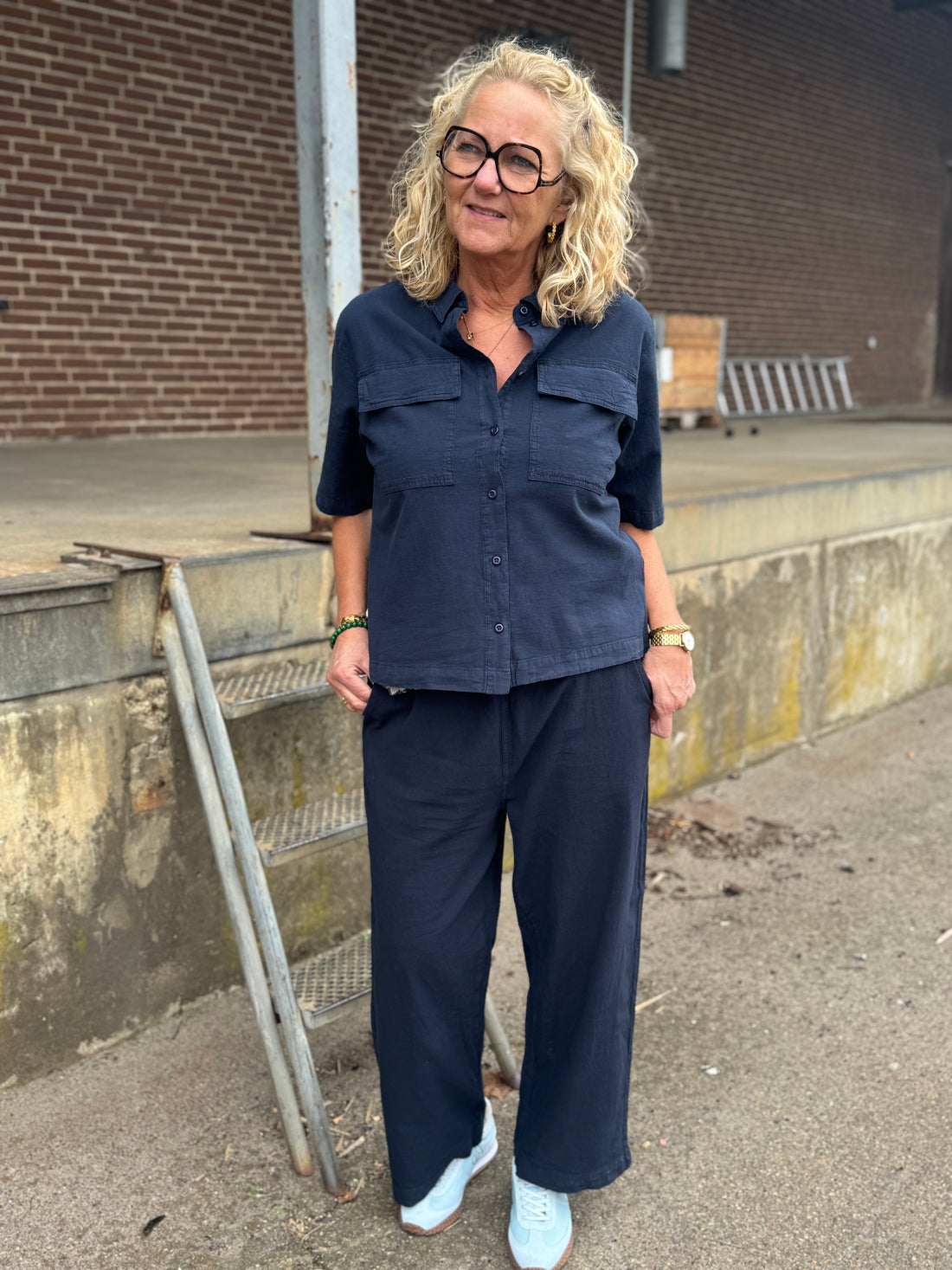 Kaffe Naya Liah Shirt - Midnight Marine