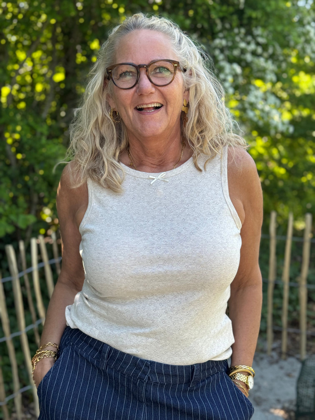 Kaffe Elia Top - Sand Melange