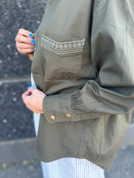 Isay Botelle Shirt Jacket - Khaki