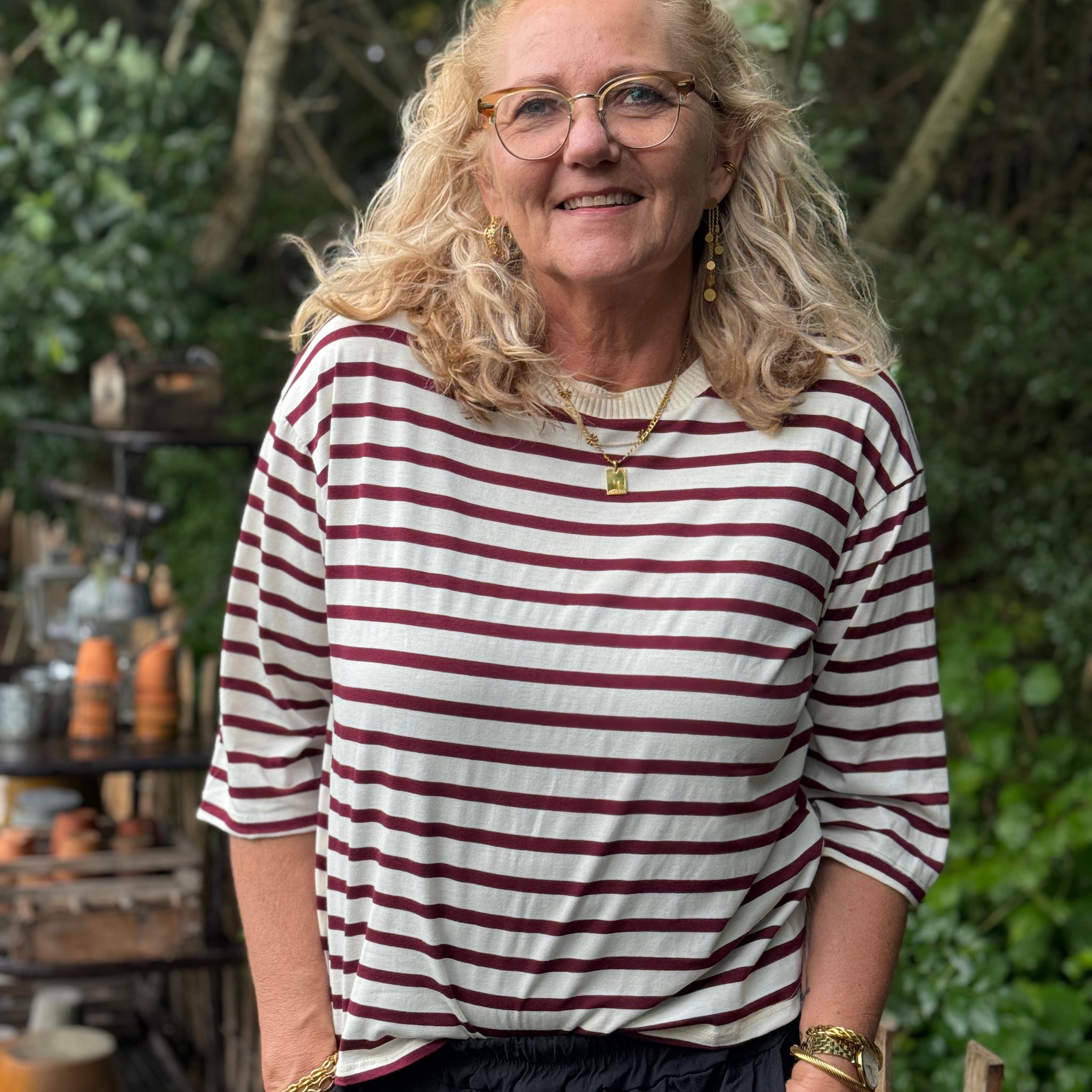 Marta du château Brooklyn Tee - Beige/Bordeaux