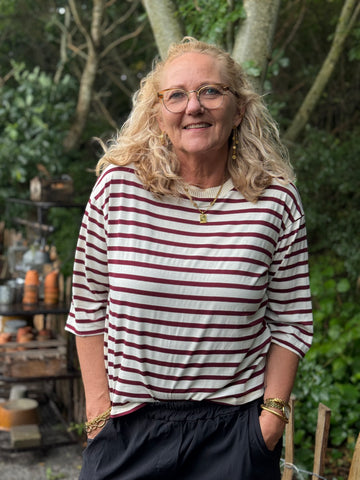 Marta du château Brooklyn Tee - Beige/Bordeaux
