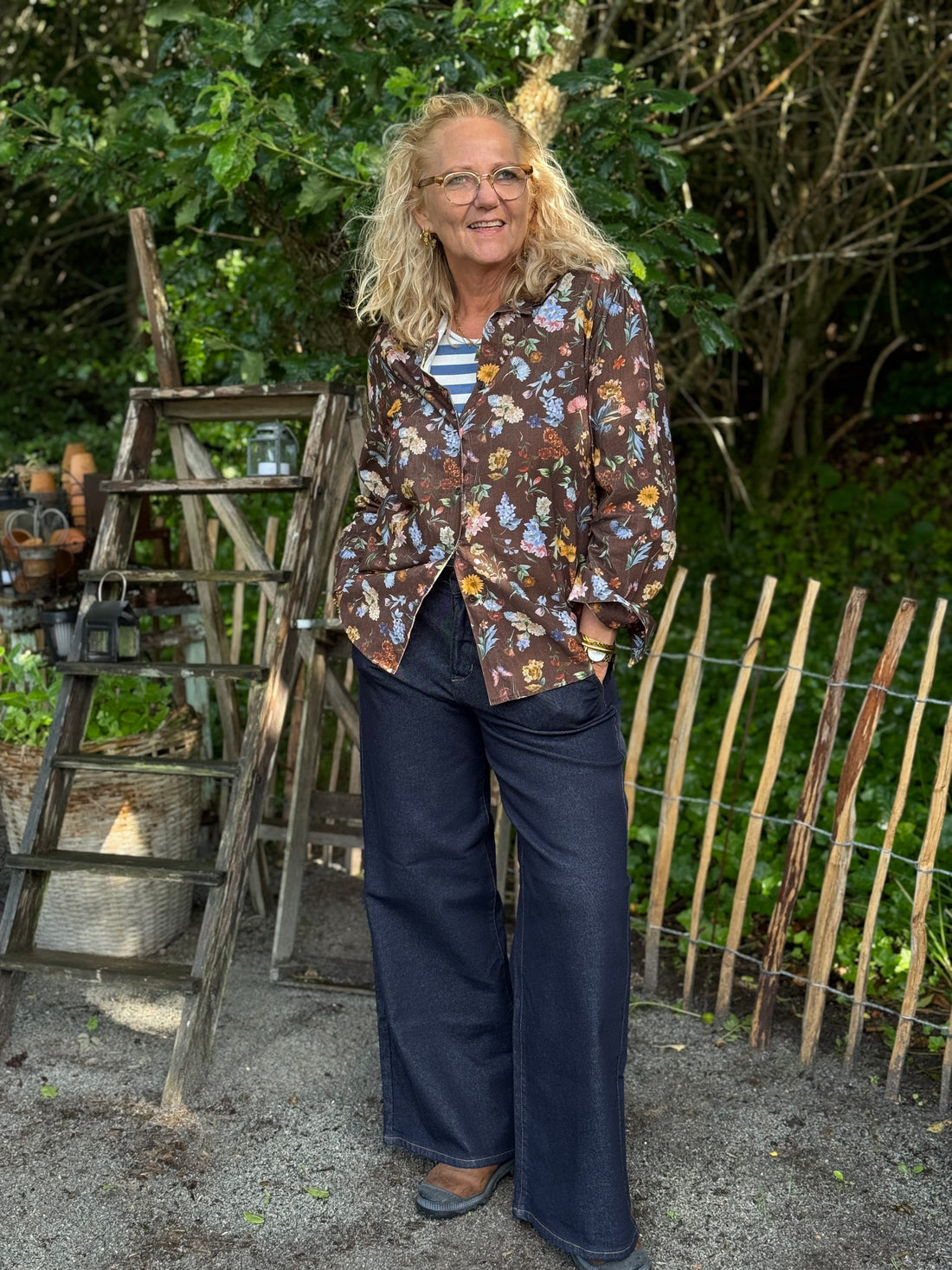 Marta du château Magnolia Shirt - Brown Print