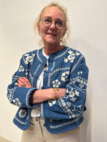 Cream Tannie Jacket - Portland Blue