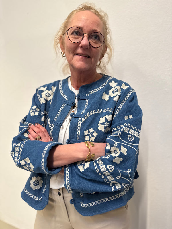 Cream Tannie Jacket - Portland Blue