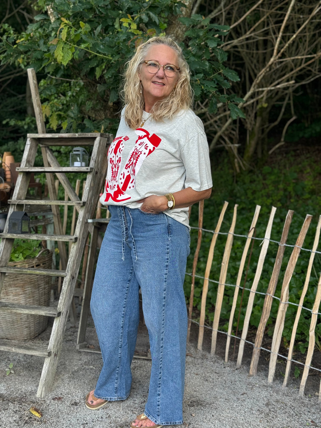 Nümph Western T-shirt - Creme Melange