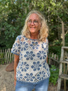 Cream Mallica Crochet Blouse - Stonewash Flower Pattern