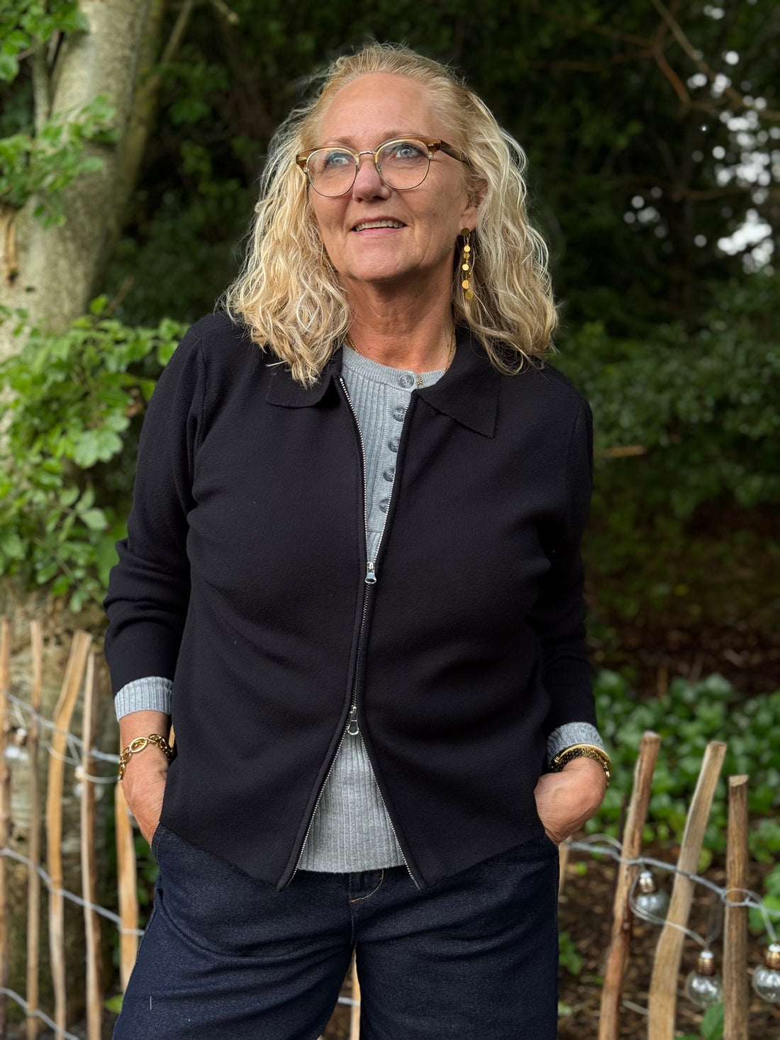 Kaffe Visja Polo Cardigan - Deep Black