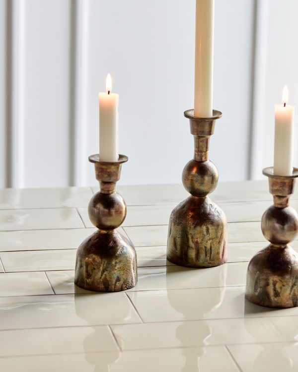 House Doctor Cast Candle Stand - Antique Brass, Lille