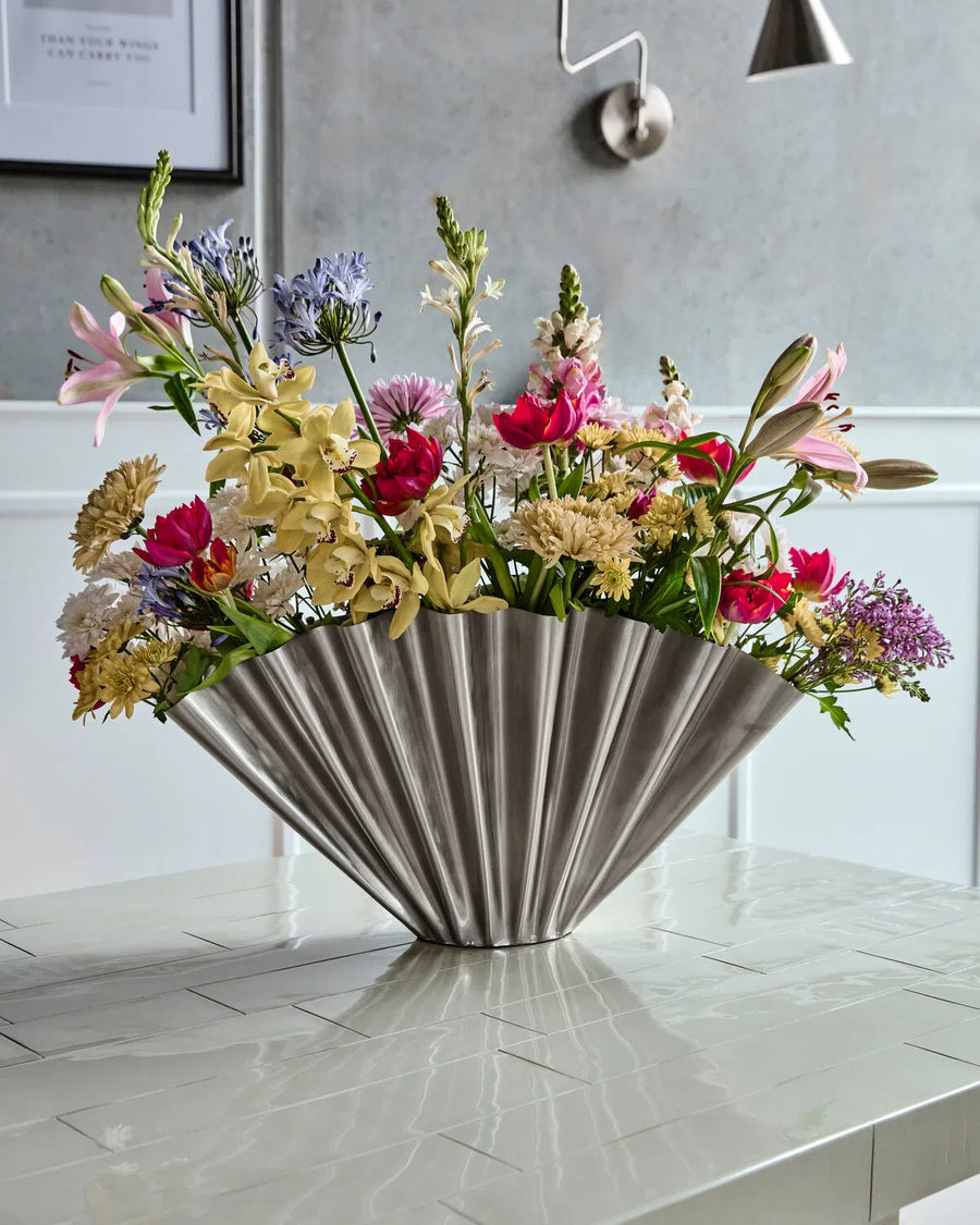 House Doctor Flood Vase - Brushed Silver Finish