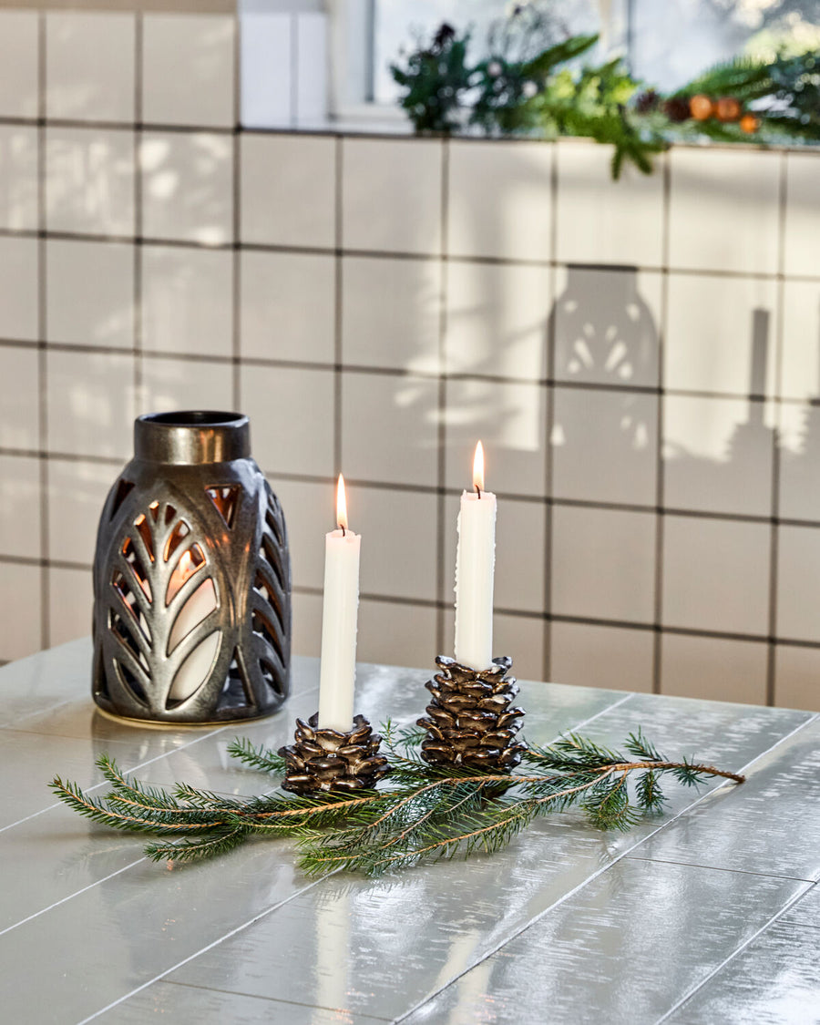 House Doctor Cone Stor Candle Holder - Antique Metallic