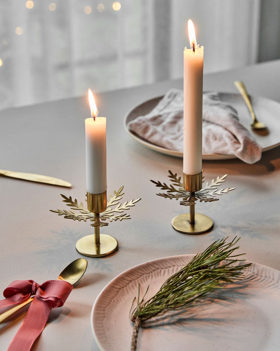 House Doctor Snowflake Candle Stand - Antique Brass