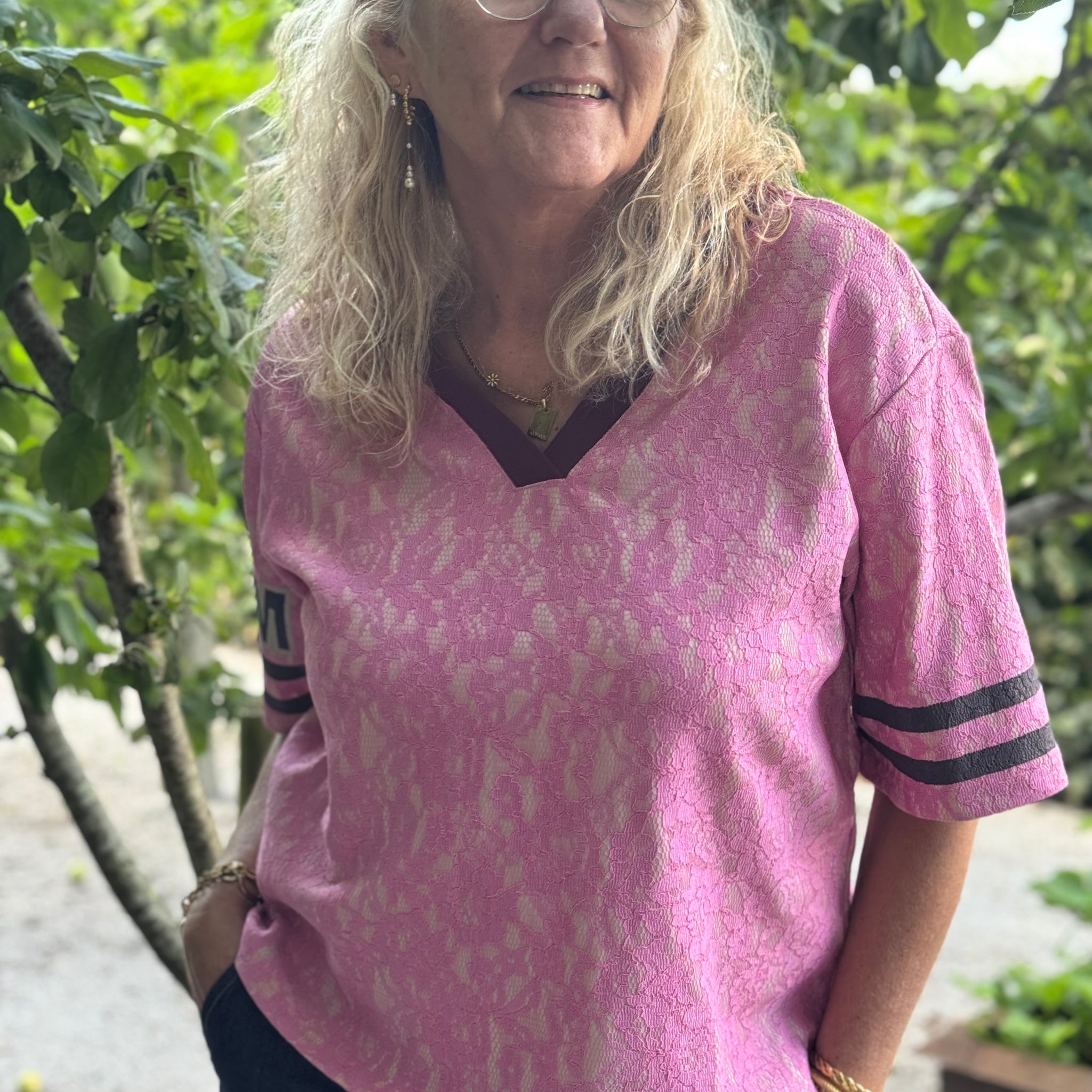 Costa Mani Wang Lace Tee - Pink