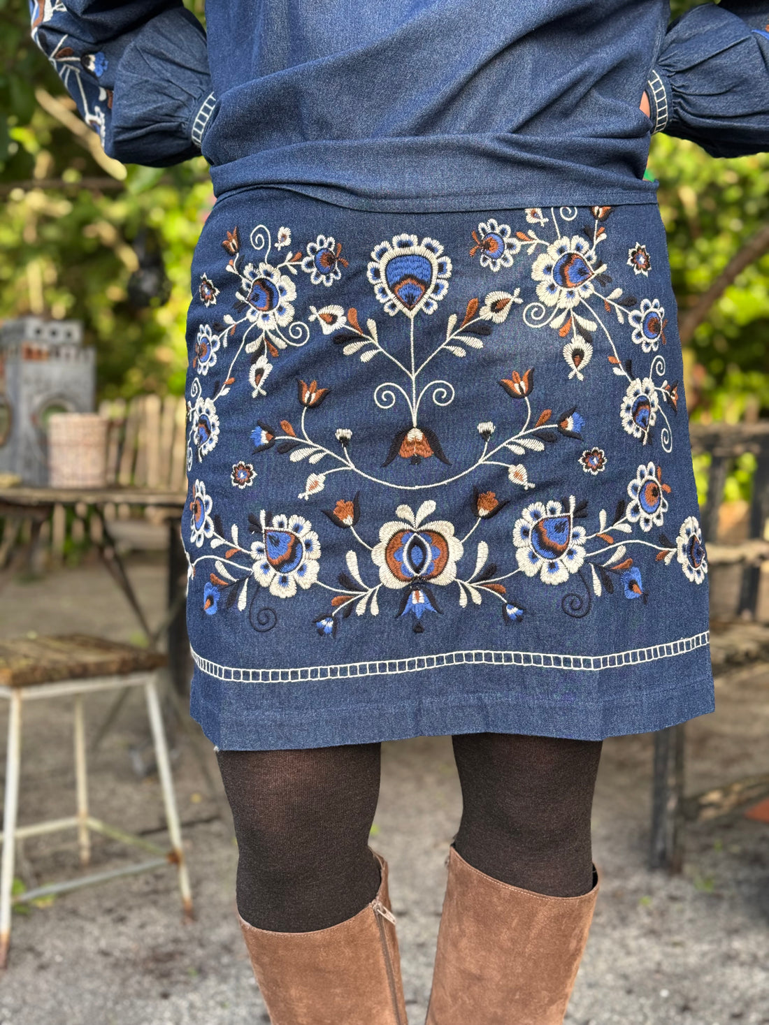 Cream Gro Skirt - Dundee Dark Denim