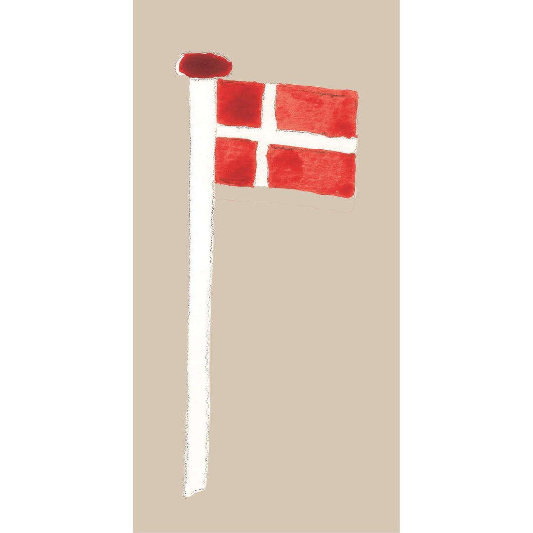 Ib Laursen Serviet m/Dannebrog på Flagstang