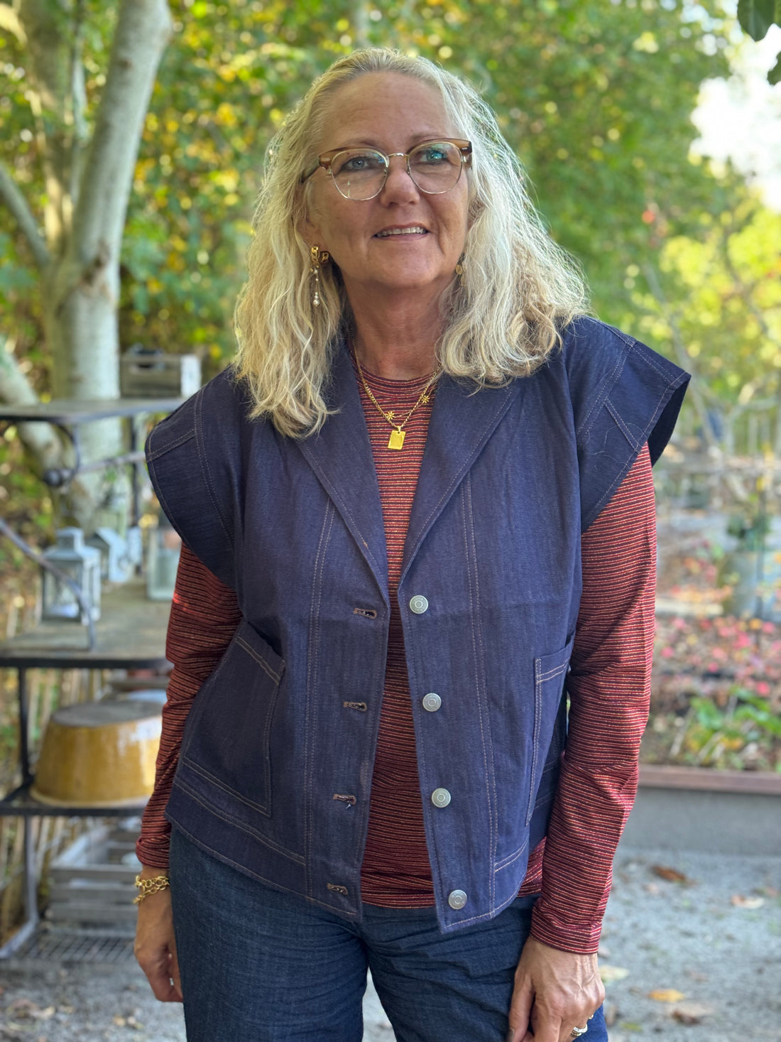 Nümph Chiku Waistcoat - Dark Blue Denim