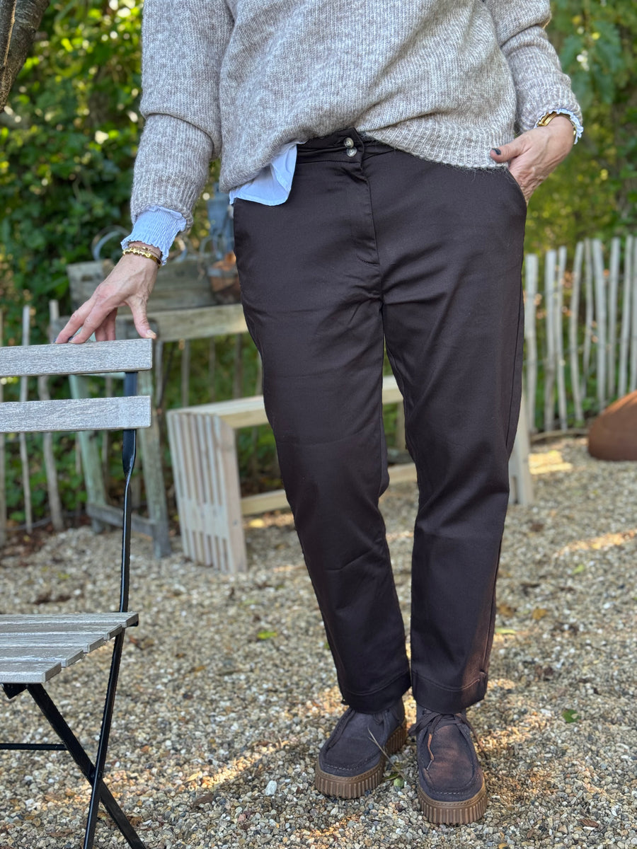 Isay Highwaist Chino - Dark Brown