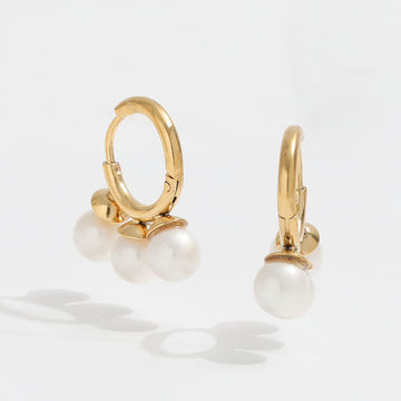 Trio Pearl Øreringe 18K Guldbelagt