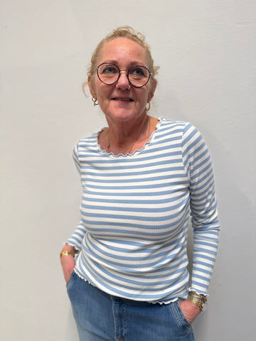 Cream Ribba Stripe Longesleeve - Cashmere Blue