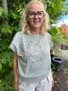 Cream Dela Knit Slipover w Deco - Mulled Basil Melange