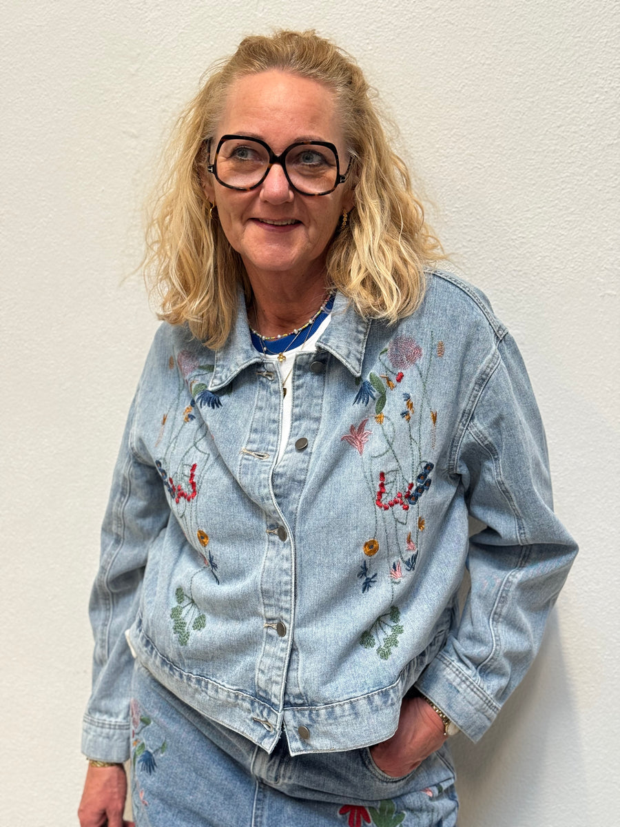 Culture Tiala Aniceta Embroidery Jacket - Light Blue Wash
