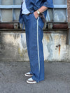 Cream Agate Pant - Rossland Pinstriped Denim