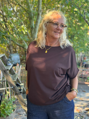 Black Colour May Loose Blouse - Coffee