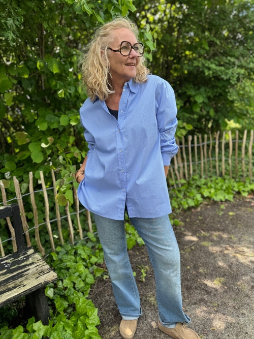 Culture Ebony Shirt - Blue Stripe