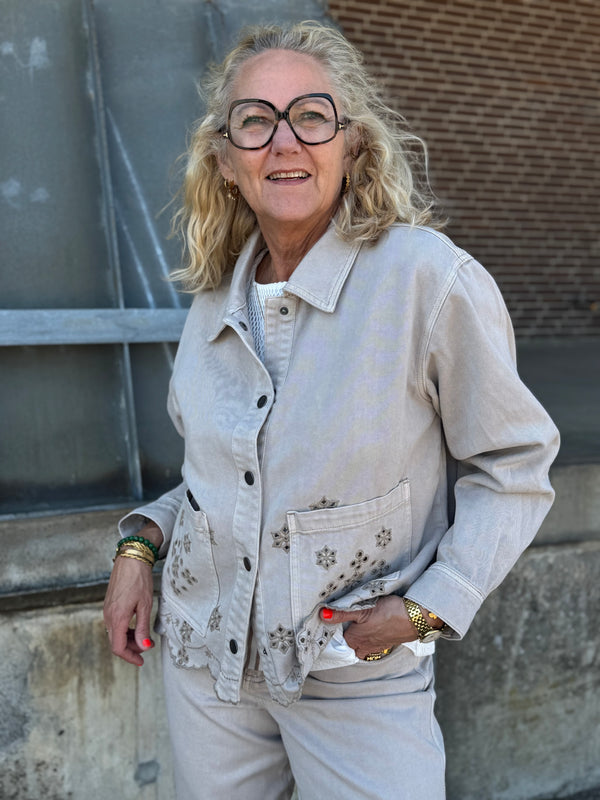 Kaffe Mimi Broderi Anglaise Jacket - Feather Grey