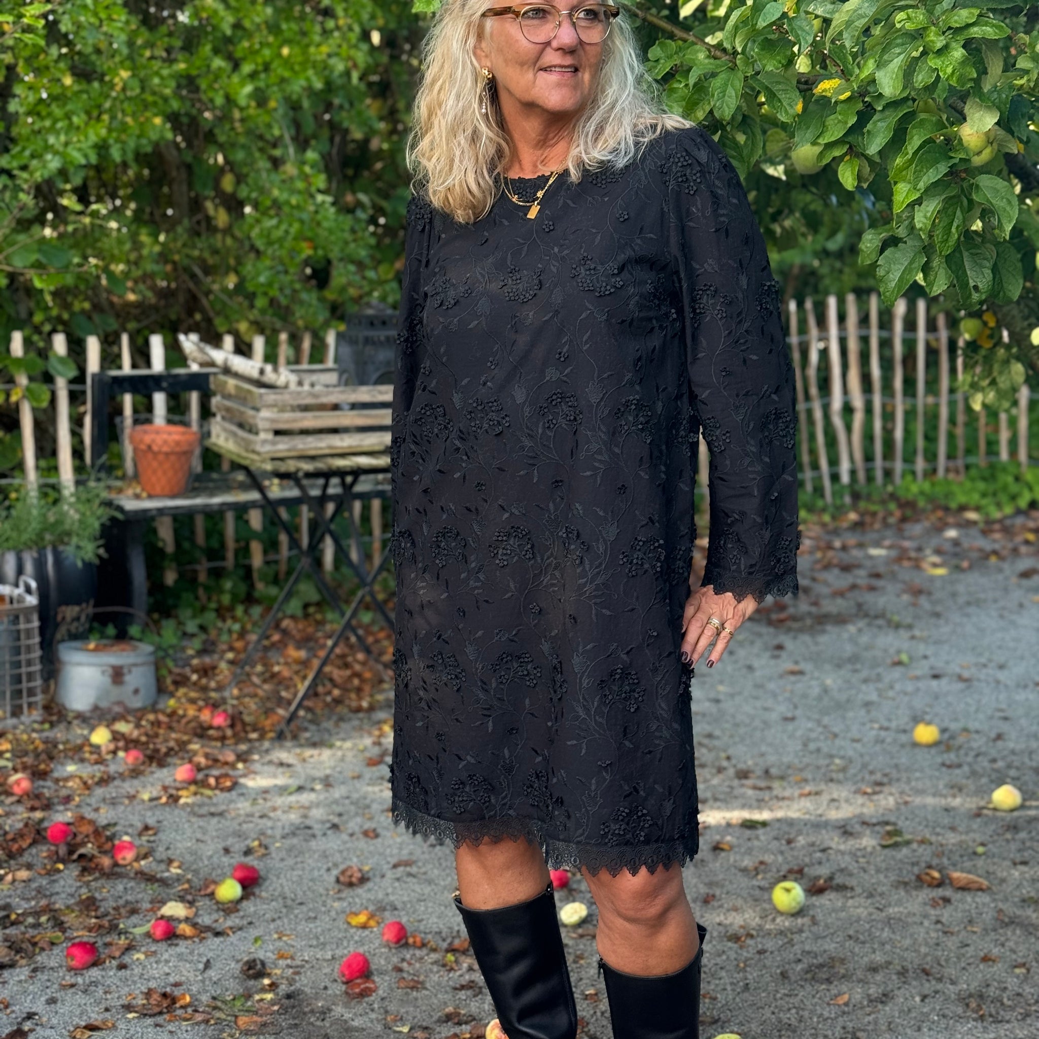 Cream Hilda Dress - Pitch Black