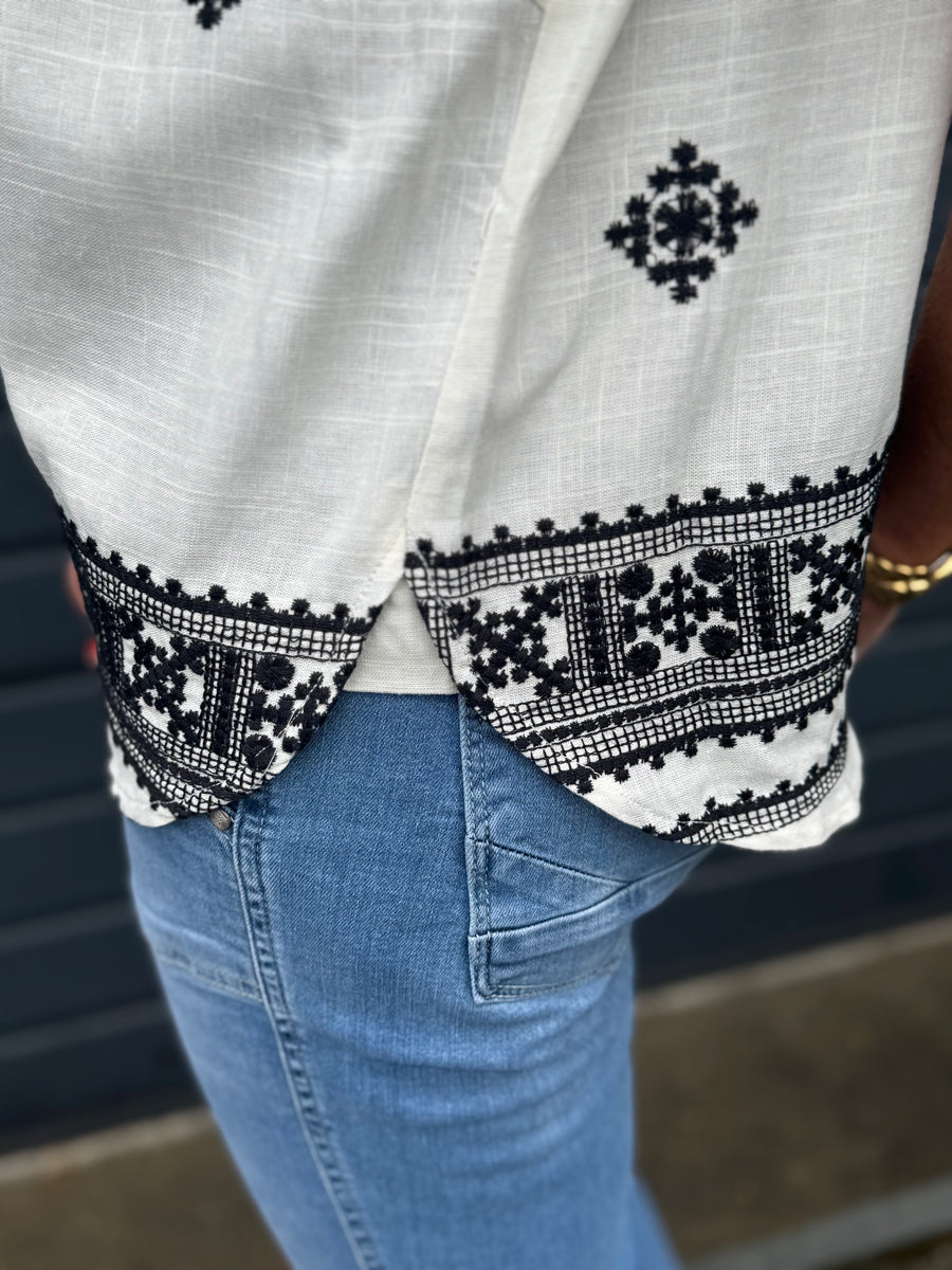 Costa Mani Ice Shirt - Black/White Embo