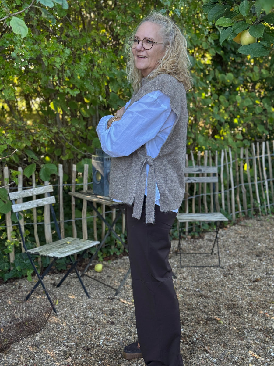 Kaffe Martine Knit Vest - Desert Taupe Melange
