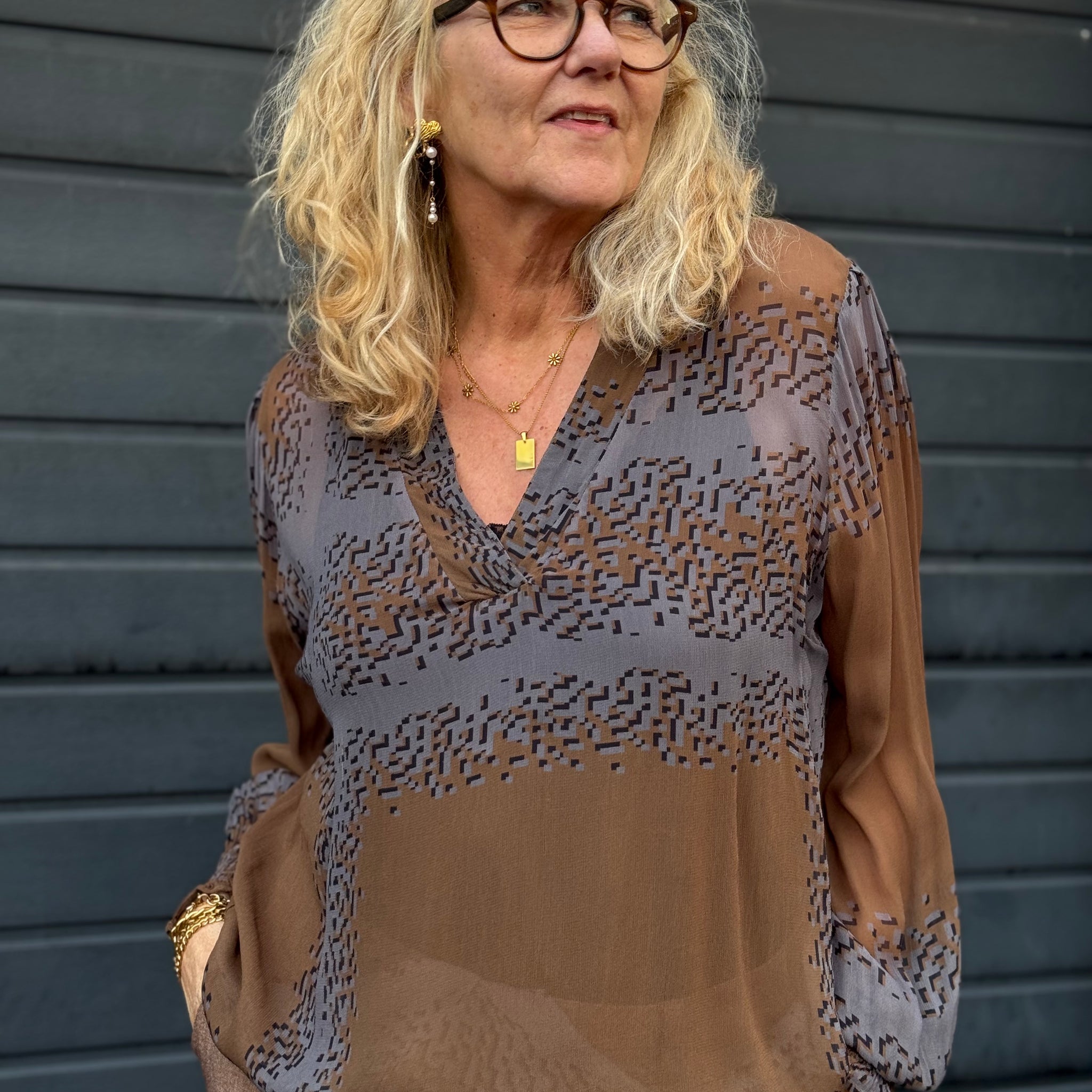 Nü Denmark Bianca Blouse - Dark Earth Mix